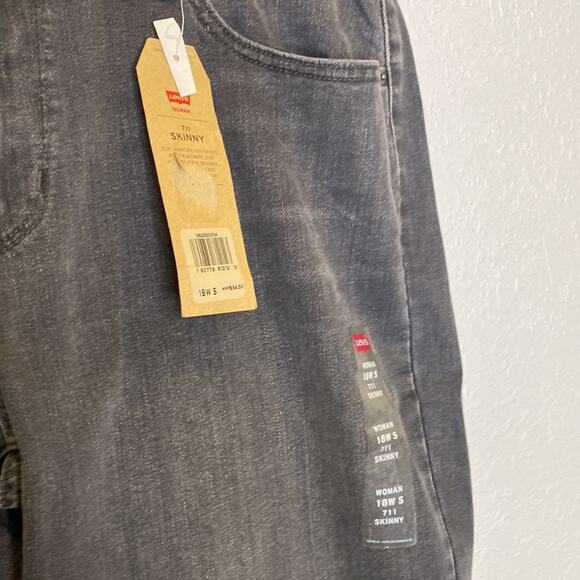 Levi’s 711 Skinny Gray Denim Jean w/Bleach Splatter Mid Rise Slim Fit NWT Sz18WS - Picture 2 of 13
